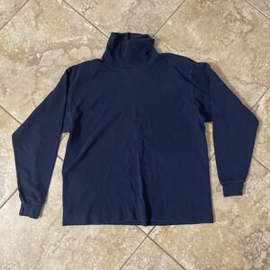 Key Elements Vintage Navy Blue Turtleneck Long Sleeve Shirt Made‎ in USA Medium